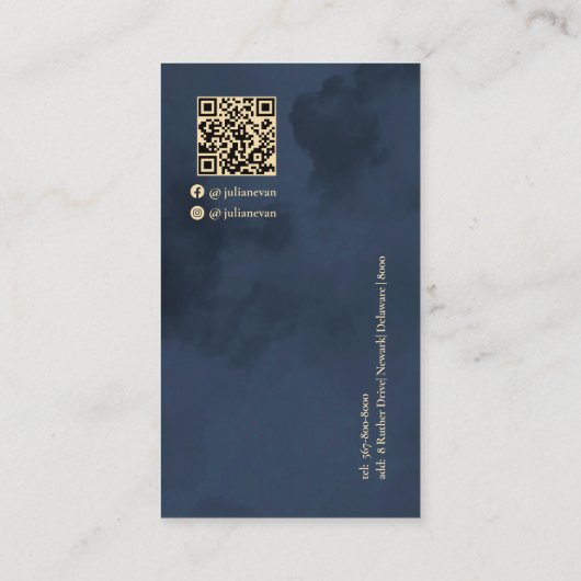 Artistieke Marine Blauw Goud Luxe Monogram Visitekaartje (Achterkant)