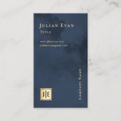 Artistieke Marine Blauw Goud Luxe Monogram Visitekaartje (Voorkant)