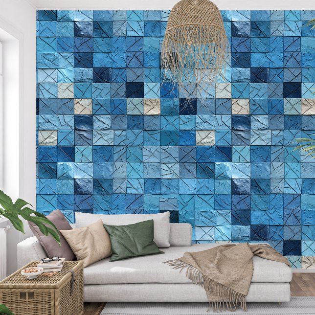 Artistieke marine blauw indigo collage papier text behang (Artistic navy blue indigo collage paper texture wallpaper)