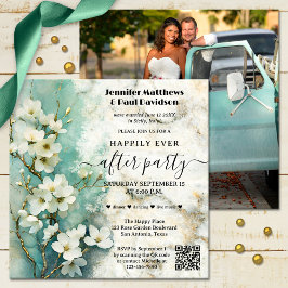 Artistieke Marmeren Bloemen Gelukkig Ooit Na Huwel Kaart