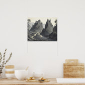 Artistieke Middeleeuwse Landschap Digitale Kunst S Poster (Keuken)