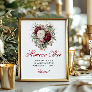 Artistieke Mimosa Bar Blush Burgundy Tafelkaart Poster