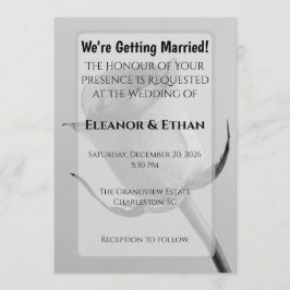 Artistieke Minimalistische Zwarte en Witte Rooskno Kaart