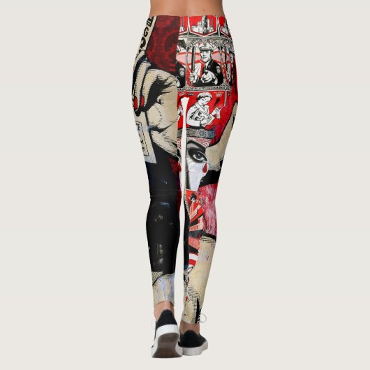 Artistieke moderne klassieker handgetekende waterv leggings (Achterkant)