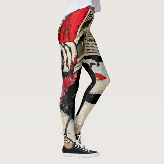 Artistieke moderne klassieker handgetekende waterv leggings (Rechts)
