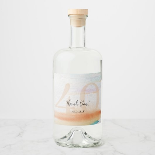 Artistieke Moderne Regenboog Bedankt Verjaardag Likeurfles Etiket (Voorkant)
