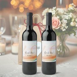 Artistieke Moderne Regenboog Bedankt Verjaardag Likeurfles Etiket