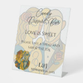 Artistieke moderne silhouet bruiloftscandy dessert reclamebord met voetstuk (Voorkant)