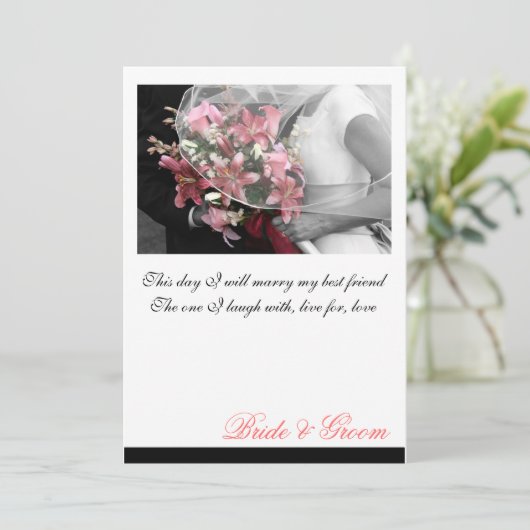 Artistieke Monogram Bloemachtige Trouw Uitnodiging (Staand voorkant)