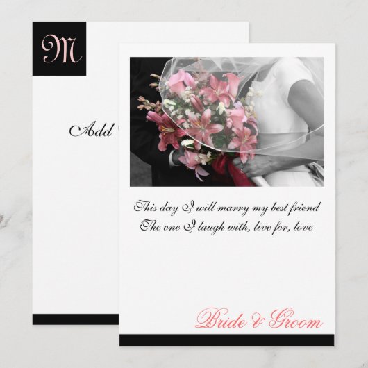 Artistieke Monogram Bloemachtige Trouw Uitnodiging (Voorkant / Achterkant)