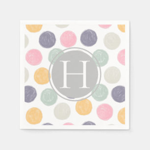 artistieke monogram pastel polka punt penseelstree servet