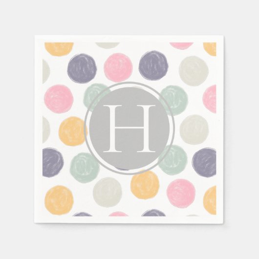 artistieke monogram pastel polka punt penseelstree servet (Voorkant)