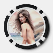 Artistieke naakt op strand poker chips (Achterkant)