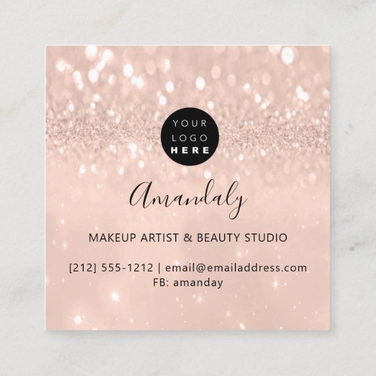 Artistieke nagels van het Logo Glitter 3D drift Vierkante Visitekaartje (Achterkant)