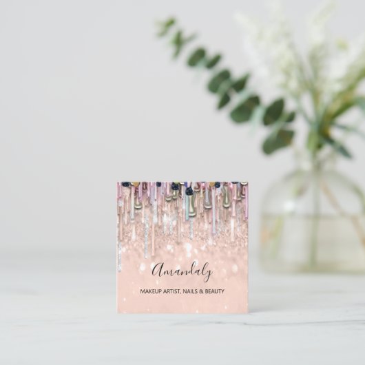 Artistieke nagels van het Logo Glitter 3D drift Vierkante Visitekaartje (Staand voorkant)