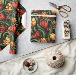 Artistieke Natuur Tulp Bloem Inpakpapier