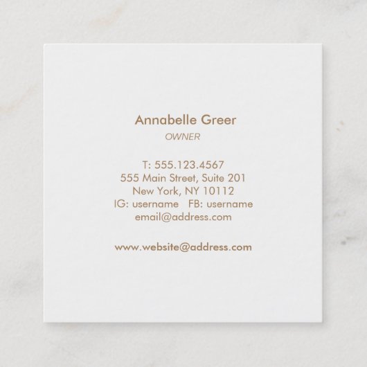 Artistieke Natuur Waterverf Planten Square Vierkante Visitekaartje (Achterkant)