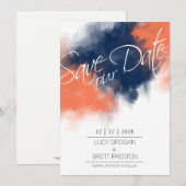 Artistieke Navy en Coral Waterverf Save Our Date Save The Date (Voorkant / Achterkant)