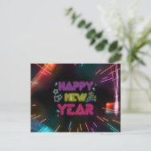 Artistieke neonlijnen blij nieuwjaar BRIEFKAART (Staand voorkant)