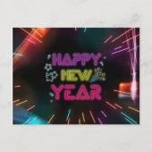 Artistieke neonlijnen blij nieuwjaar BRIEFKAART (Voorkant)