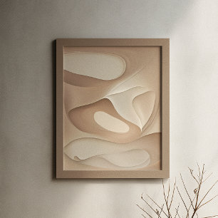Artistieke neutrale tinten vloeiende abstracte kun poster