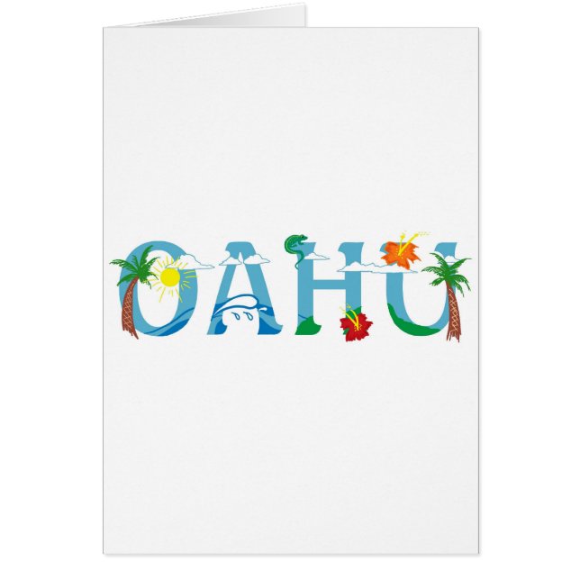 Artistieke Oahu Hawaii woord kunst wenskaart (Voorkant)