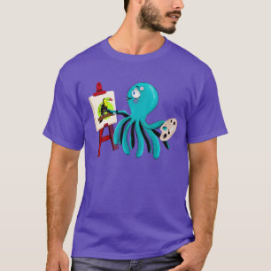 Artistieke octopus die een aanraak schildert - leu t-shirt