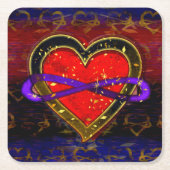 Artistieke oneindigheid Hartpolyamoire vlag Squ Kartonnen Onderzetters (Voorkant)