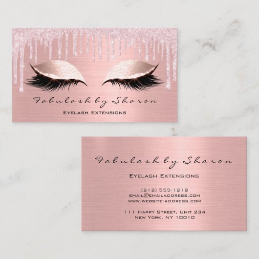 Artistieke ooglens Glitter Drijft Roos Blush Visitekaartje (Voorkant / Achterkant)