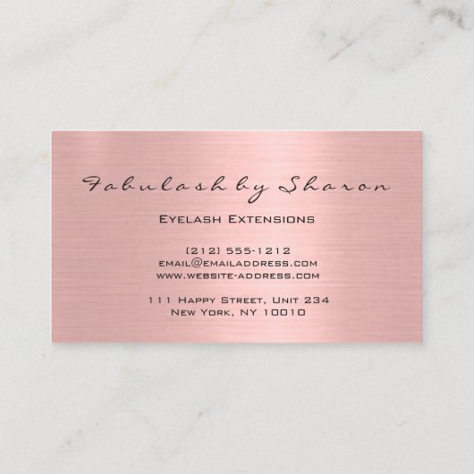 Artistieke ooglens Glitter Drijft Roos Blush Visitekaartje (Achterkant)