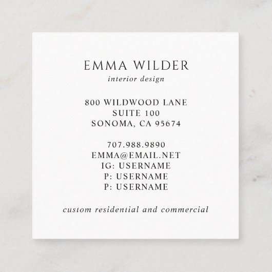 Artistieke organische Waterverf vormen Vierkante Visitekaartje (Achterkant)