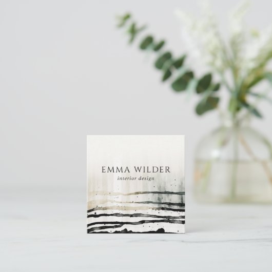 Artistieke organische Waterverf vormen Vierkante Visitekaartje (Staand voorkant)