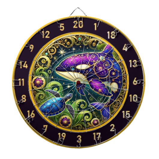 Artistieke Orka Turtle Dartboard Display Dartbord (Voorkant)