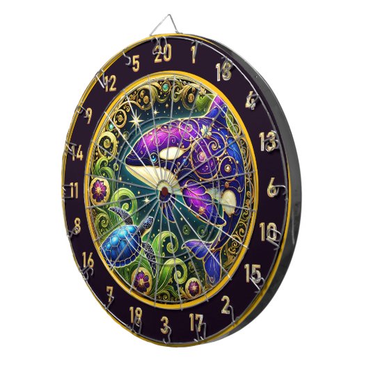 Artistieke Orka Turtle Dartboard Display Dartbord (Voorkant Rechts)