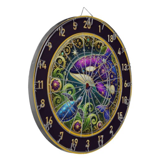 Artistieke Orka Turtle Dartboard Display Dartbord (Voorkant Links)