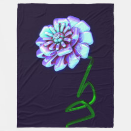 : Artistieke paarse en blauwe bloemendruk fleece d Deken