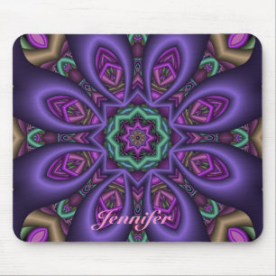 Artistieke Paarse fantasievloer en naam Mousepad Muismat