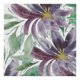 Artistieke Paarse Lace Lotus Waterverf Imitatie Canvas Print