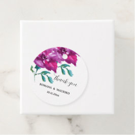 Artistieke Paarse Rozen Waterverf Handbeschilderd Bedankjes Labels