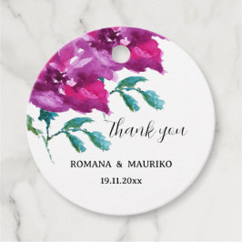 Artistieke Paarse Rozen Waterverf Handbeschilderd Bedankjes Labels