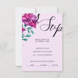 Artistieke Paarse Rozen Waterverf Handbeschilderd RSVP Kaartje