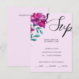 Artistieke Paarse Rozen Waterverf Handbeschilderd RSVP Kaartje