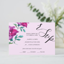 Artistieke Paarse Rozen Waterverf Handbeschilderd RSVP Kaartje