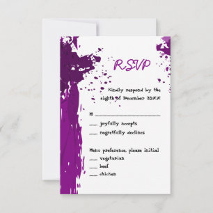Artistieke paarse verf uitnodiging RSVP kaart