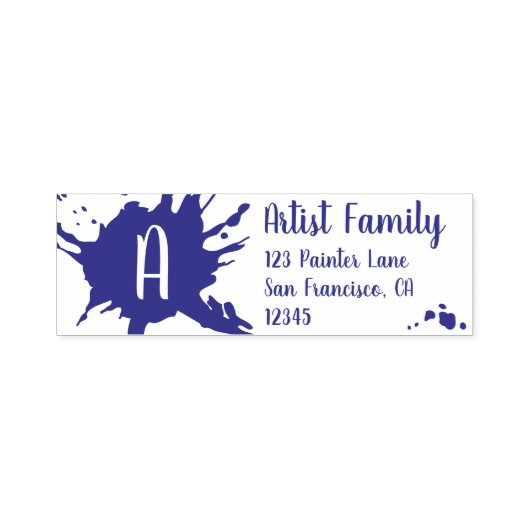 Artistieke Paint Splash Monogram Retouradres Zelfinktende Stempel (Design)