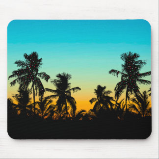 Artistieke Palm Trees Beach Sunset Feestdagen Trop Muismat