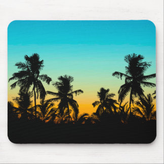 Artistieke Palmbomen Strand Tropische Zonsondergan Muismat