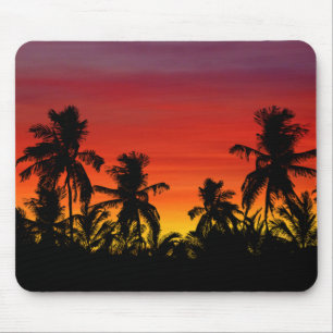 Artistieke Palmbomen Strand Tropische Zonsondergan Muismat