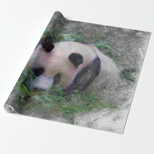 artistieke panda cadeaupapier (Uitgerold)