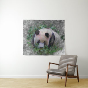 artistieke panda wandkleed